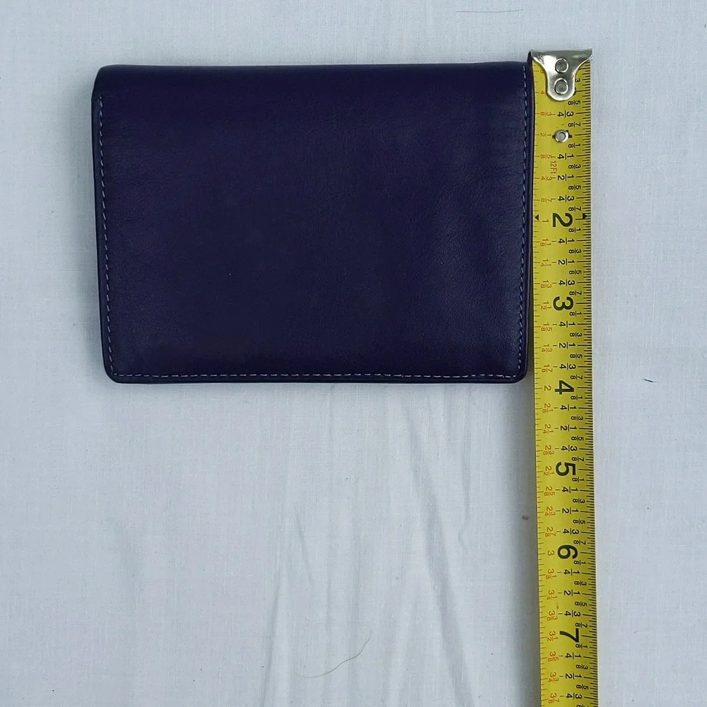 Vera Pelle Purple Multicolor Tri-fold Wallet - Picture 10 of 11